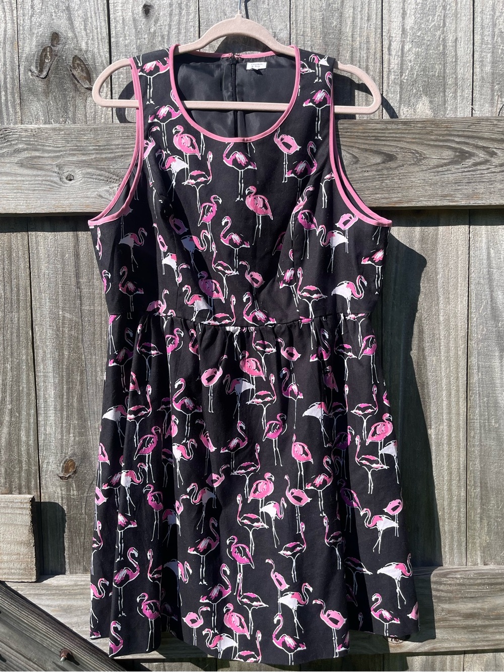 crown & ivy Black FLAMINGO 🦩 Dress with Pink Trim Sz 16
